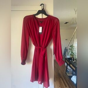 Banana Republic Vibrant Red Long Sleeve Dress